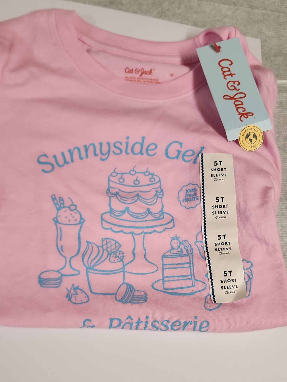 Cat & Jack Pink Short Sleeve Sunnyside Pastry Graphic Tee
